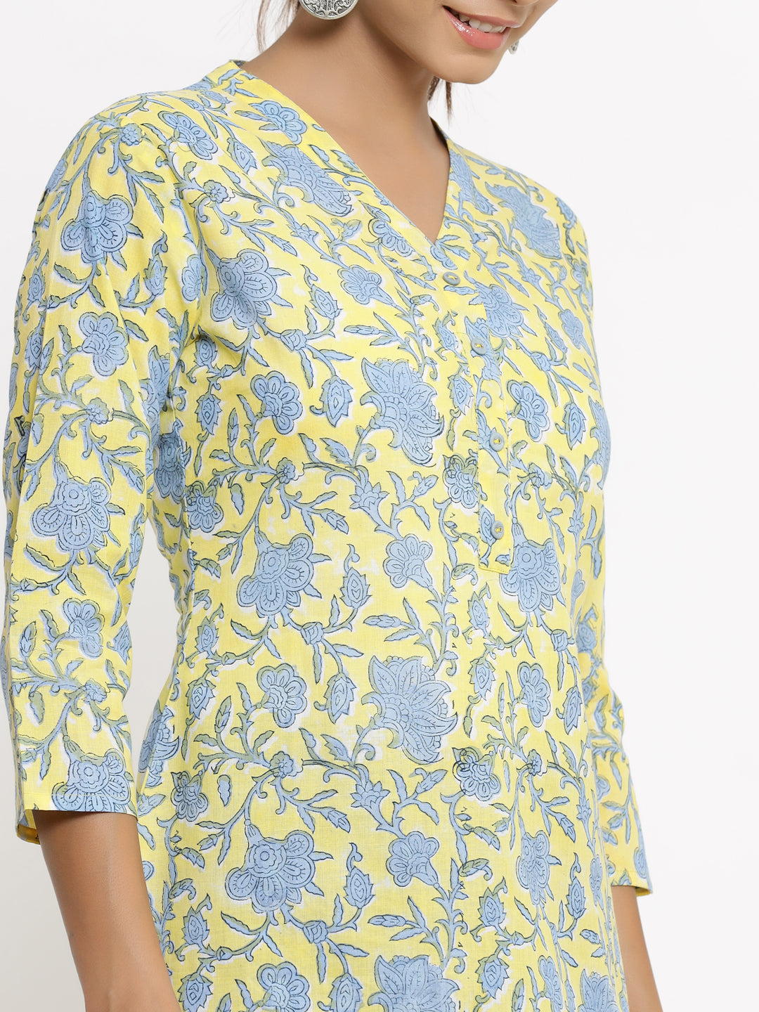 Women's Self Desgin Rayon Fabric Short Kurta Yellow Color