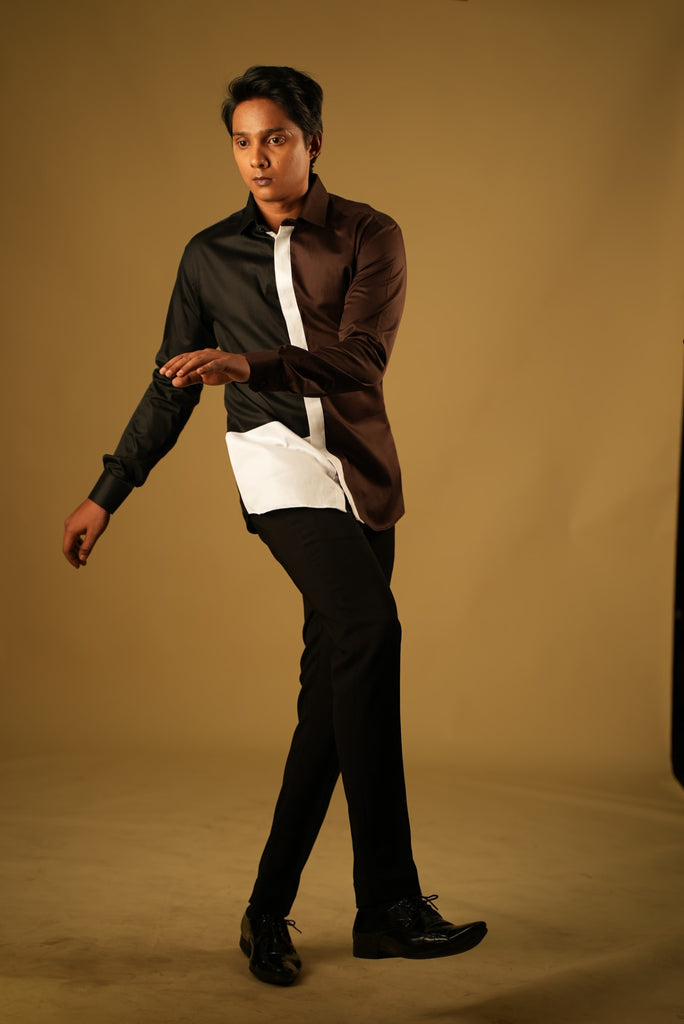 Men's Brown, Black & White Color One Trizy Shirt Full Sleeves Casual Shirt