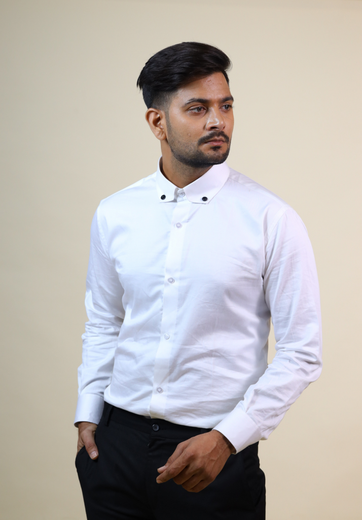 Men's White Color Fuero Designer Collar White Shirt Full Sleeves Casual Shirt
