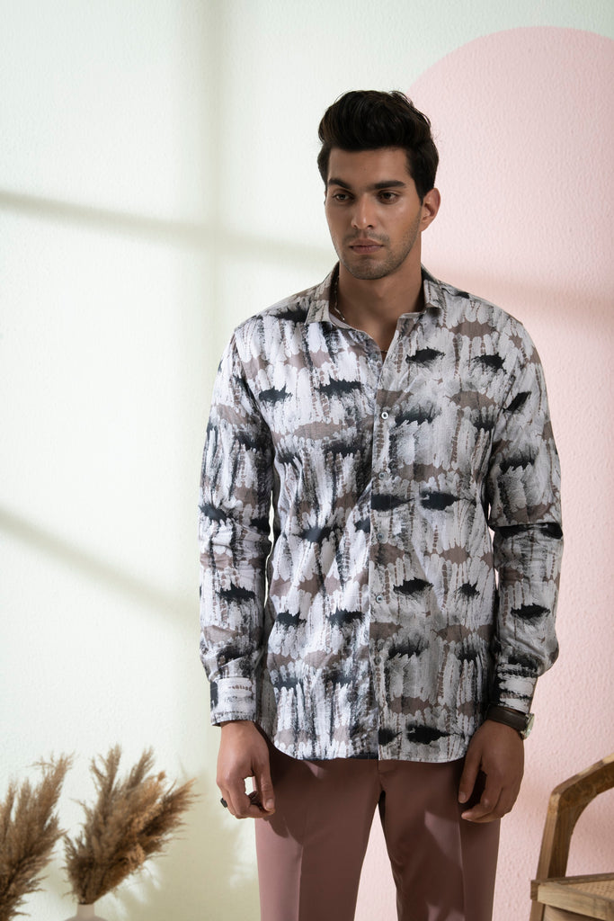 Men's Black Color Caron Full Sleeves Shirt