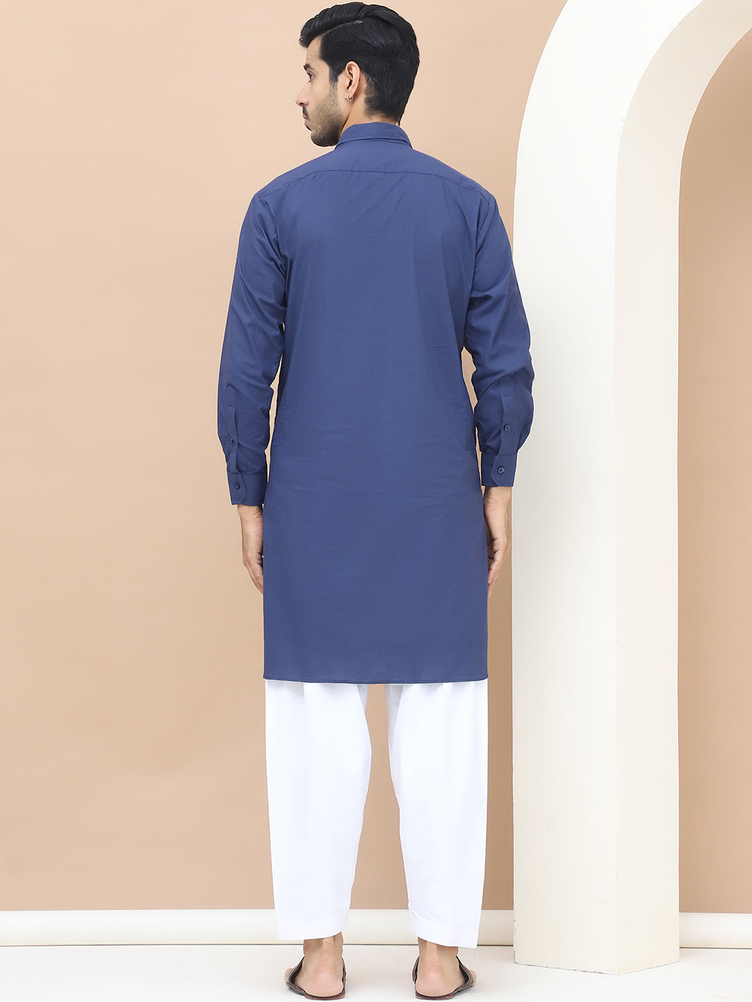 Men's  Blue Cotton Solid Kurta Set - Grage