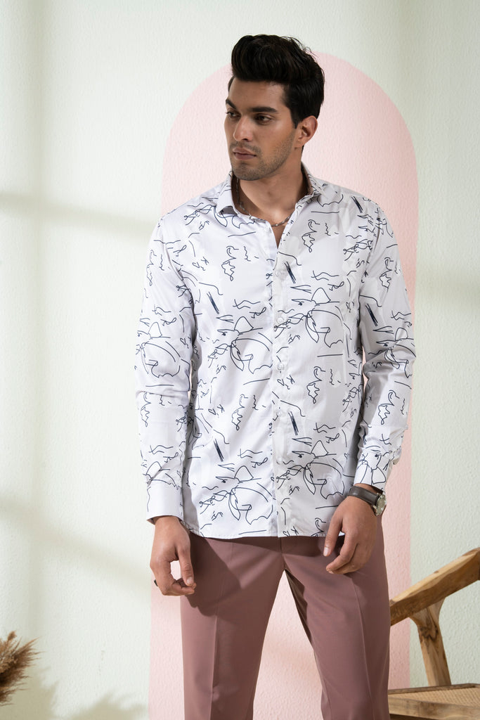 Men's Gray Color Grid Full Sleeves Shirt
