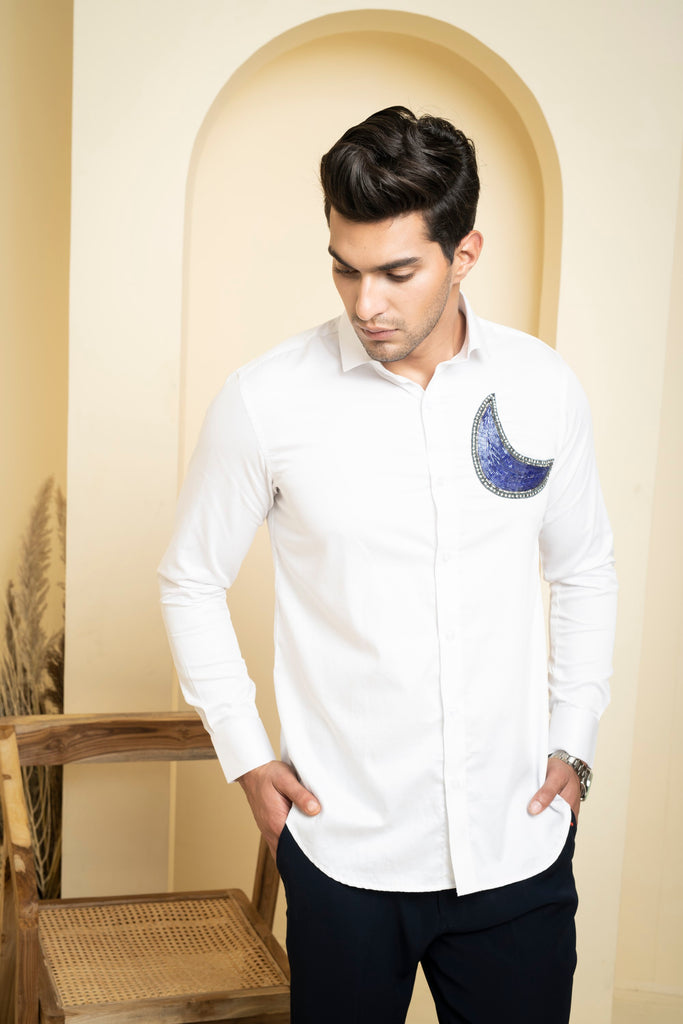 Men's White Color Antila Full Sleeves Shirt