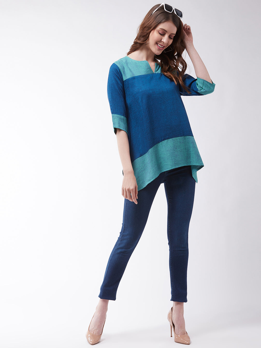 Women's Peacock Blue Top - InWeave