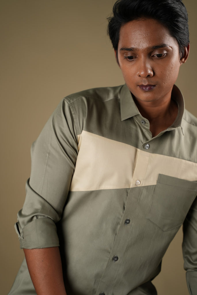 Men's Olive Beige Color Olam Beige Shirt Full Sleeves Casual Shirt