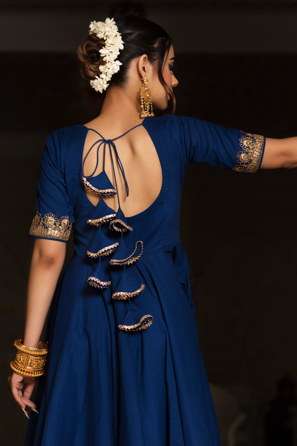 Women's Blue Anarkali suit with Dupatta by Pomcha Ja
