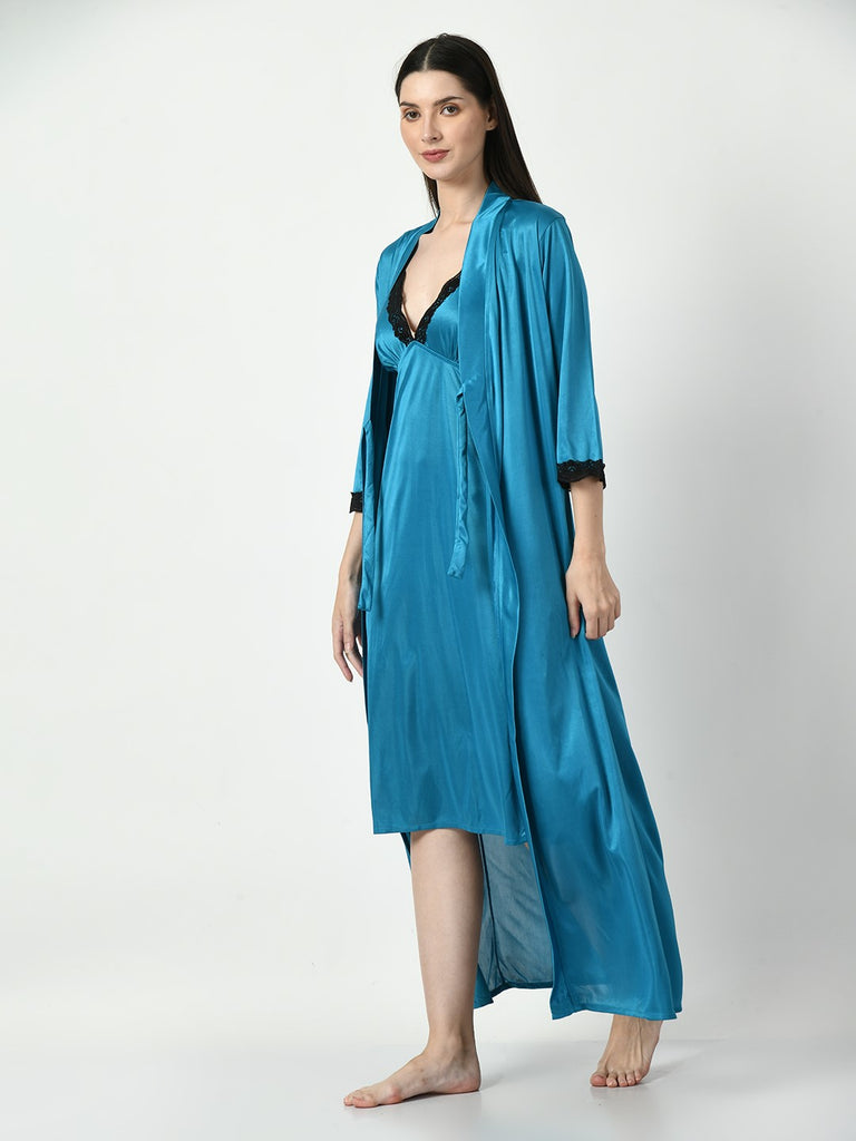 Women's Satin Blue Nightdress