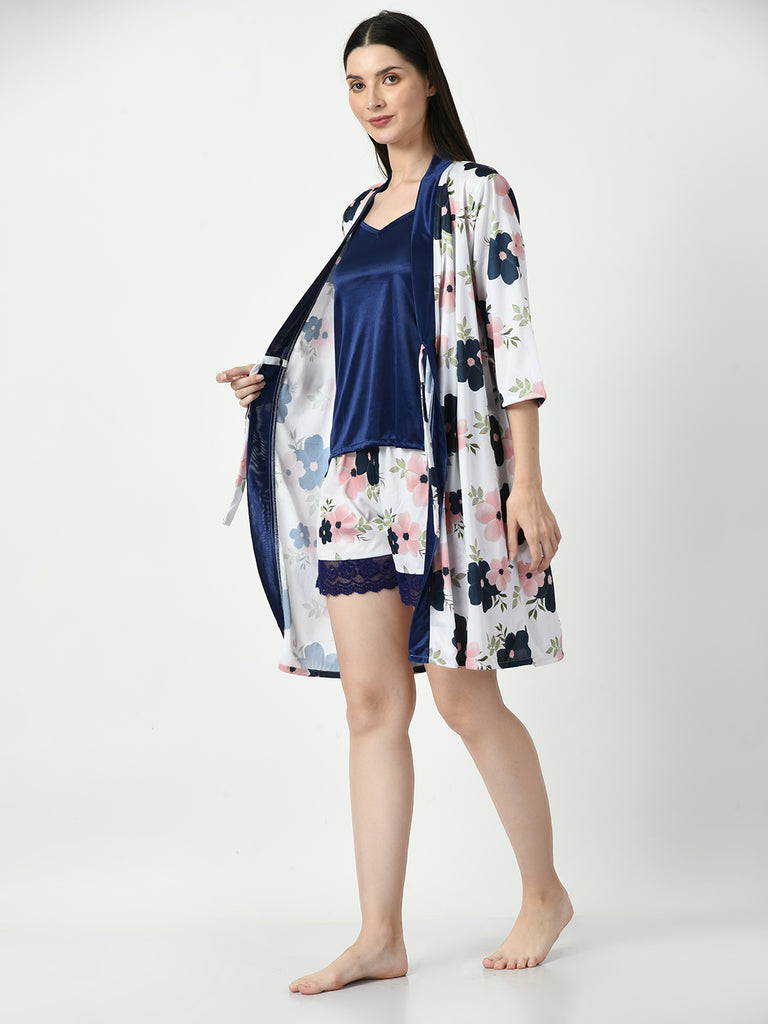 Women's Satin Blue Nightdress