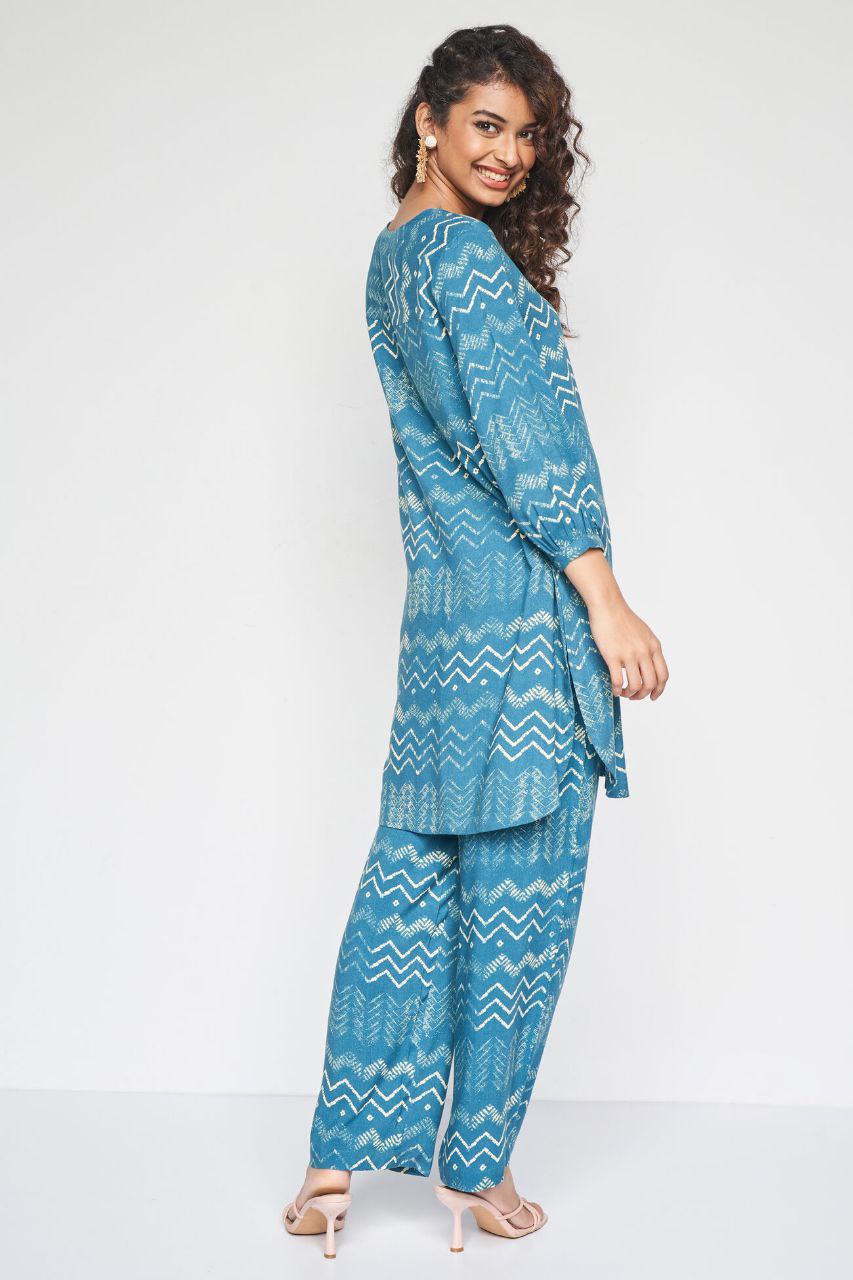 Women's Floral Printed Knee Length Rayon Co-ords Set