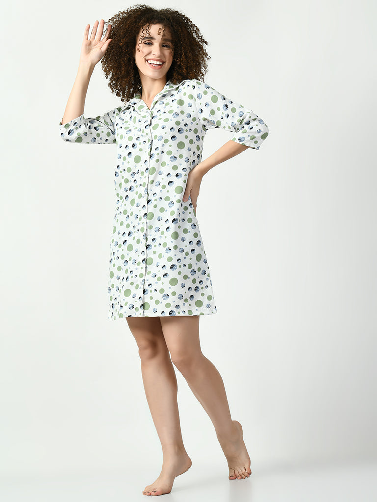Women's Georgette Green Nightdress