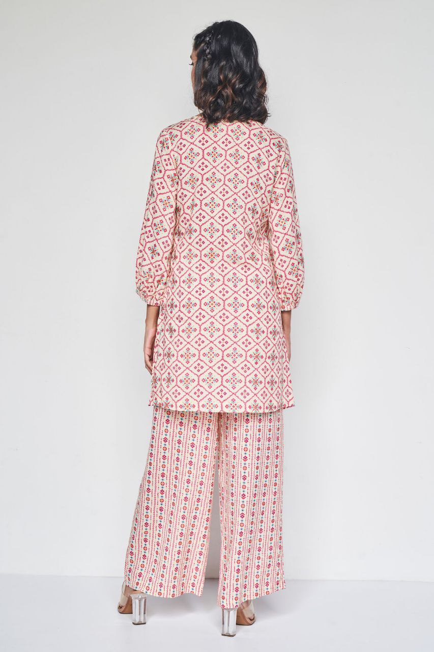Women's Floral Printed Knee Length V Neck Co-ords Set