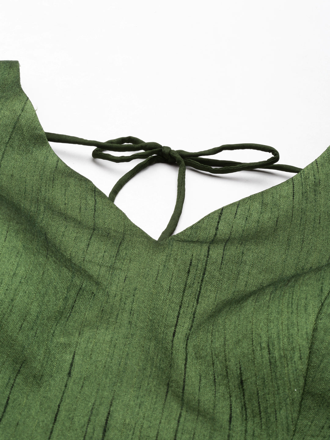 Women's Olive-Toned Pure Silk Plain Readymade Blouse - Royal Dwells