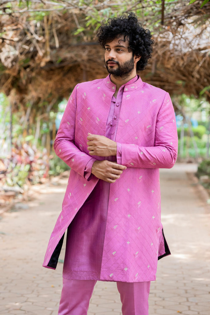 Men's Purple Color Indo-Western Suit Set