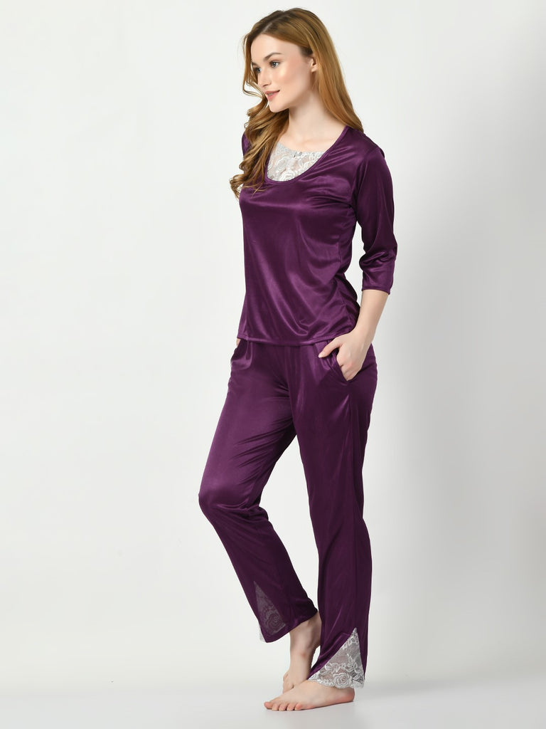 Women's Satin Purple Nightdress