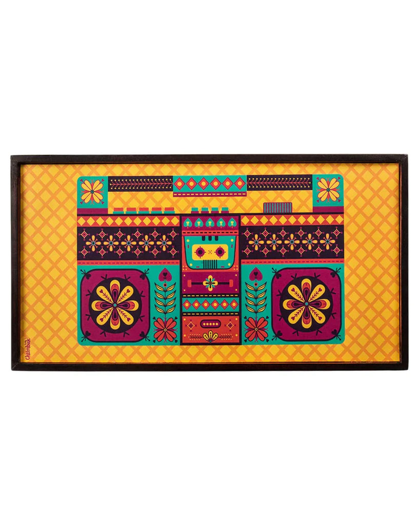 Floral Boombox Foldable Breakfast Table- Yellow - Chumbak