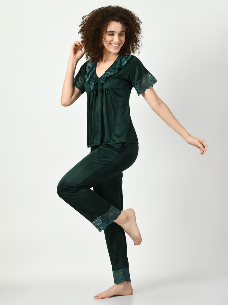 Women's Satin Green Nightdress
