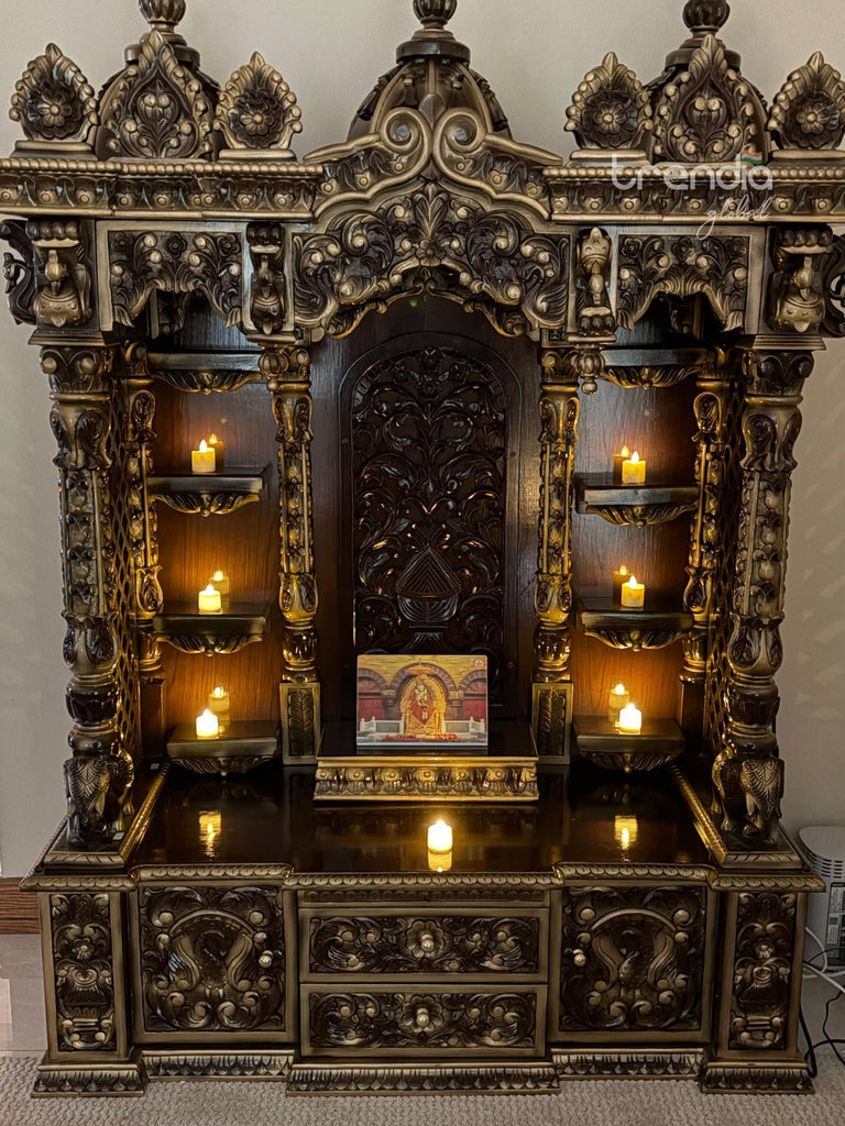Handcrafted Teak Wood Pooja Mandir for Home