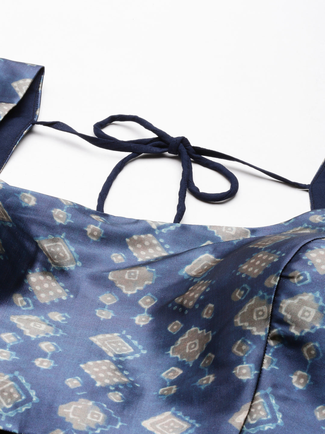 Women's Navy Blue-Toned Polyester Gotta Print Readymade Blouse - Royal Dwells