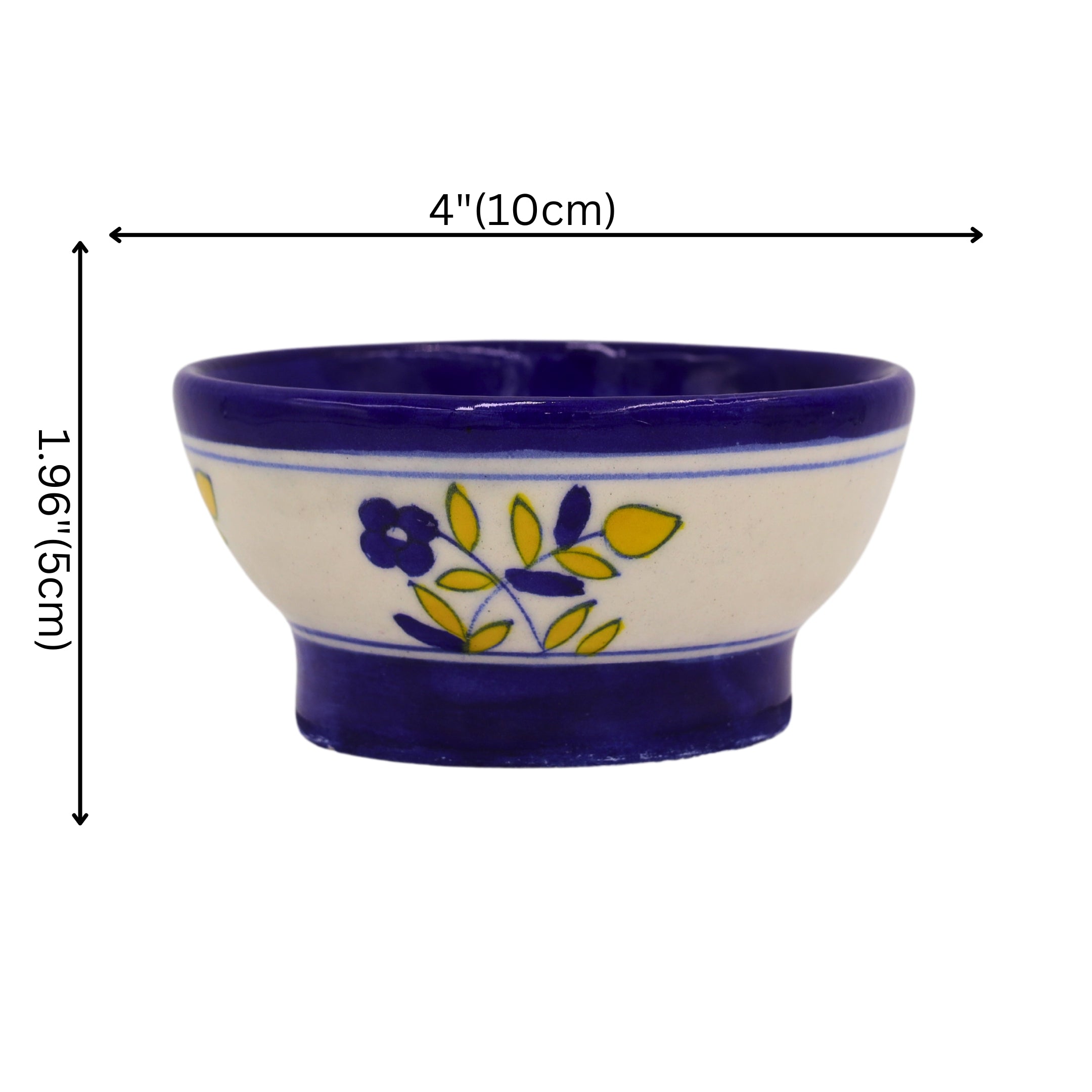 Blue Pottery Round Bowl - White and Blue - Natriel