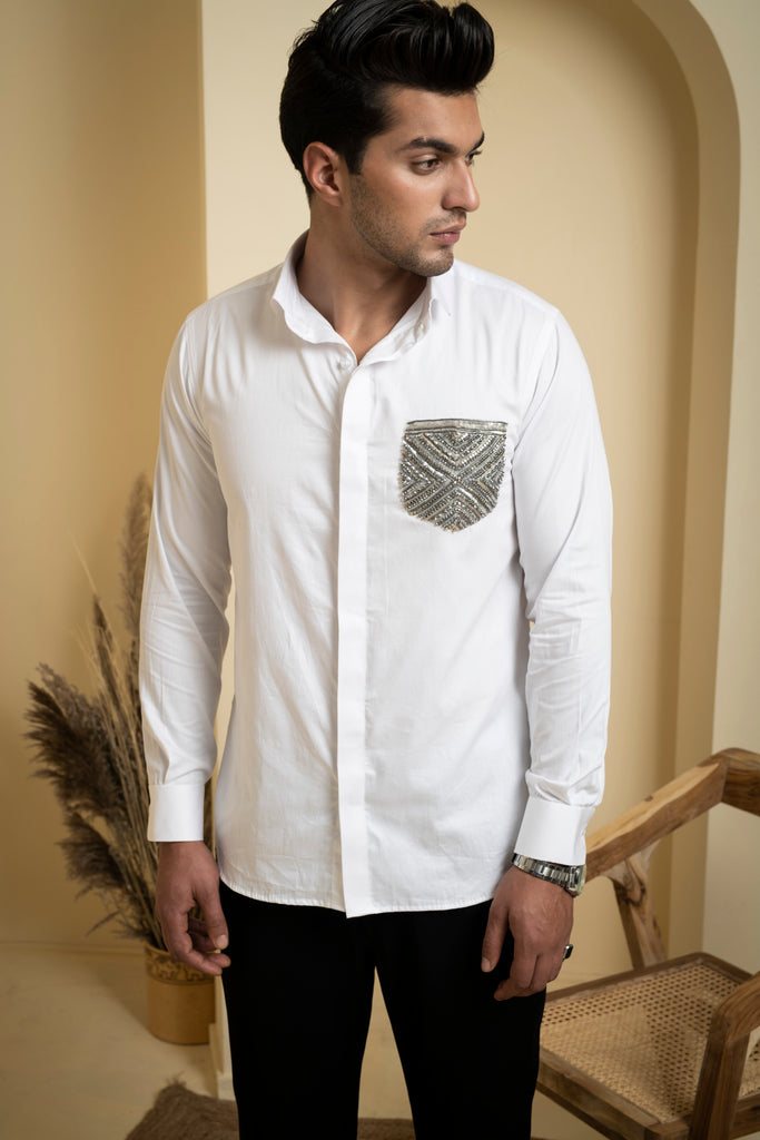Men's White Color Elnor Full Sleeves Shirt