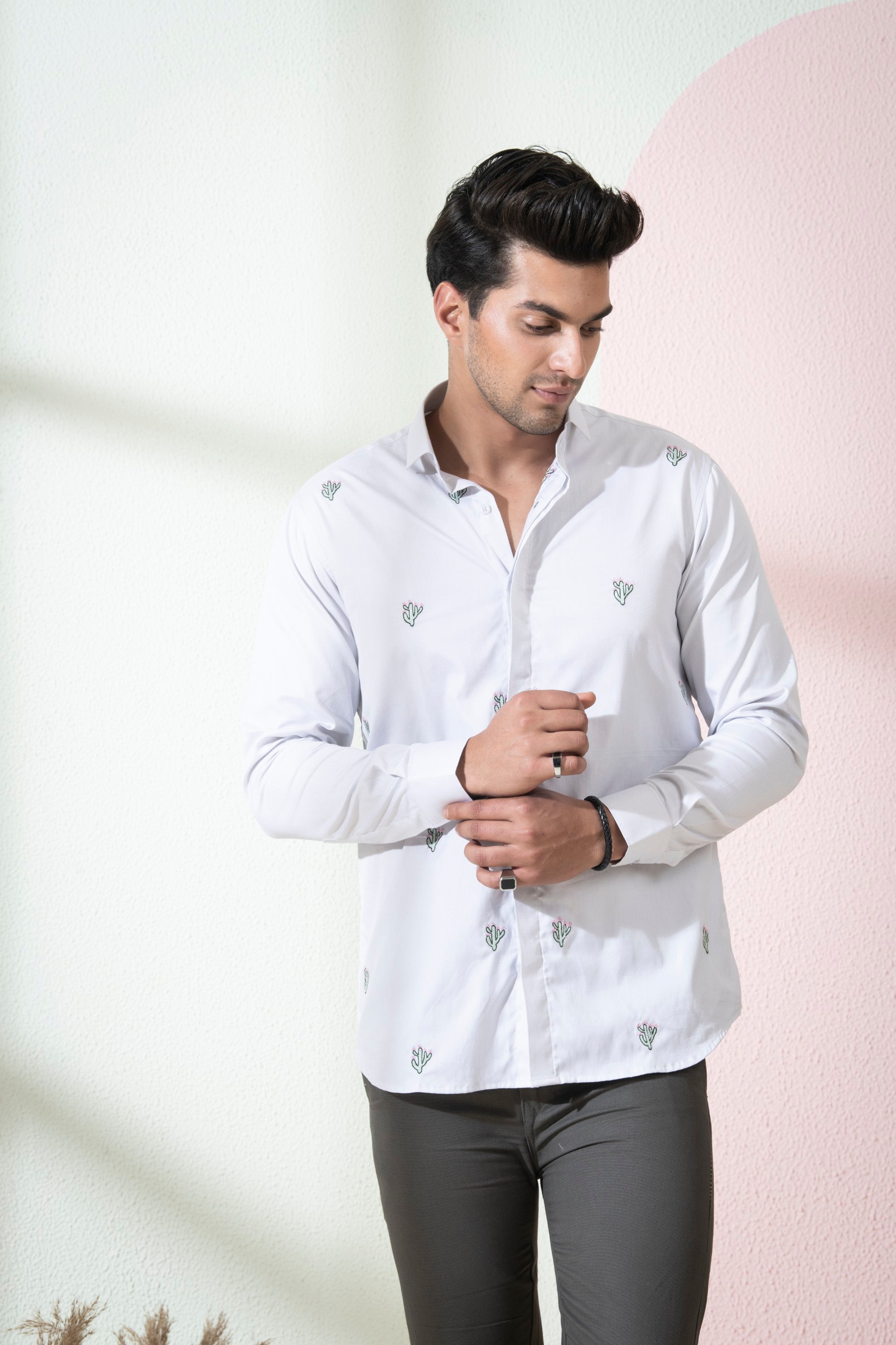 Men's Grey Color Rive Full Sleeves Shirt - Hilo Design
