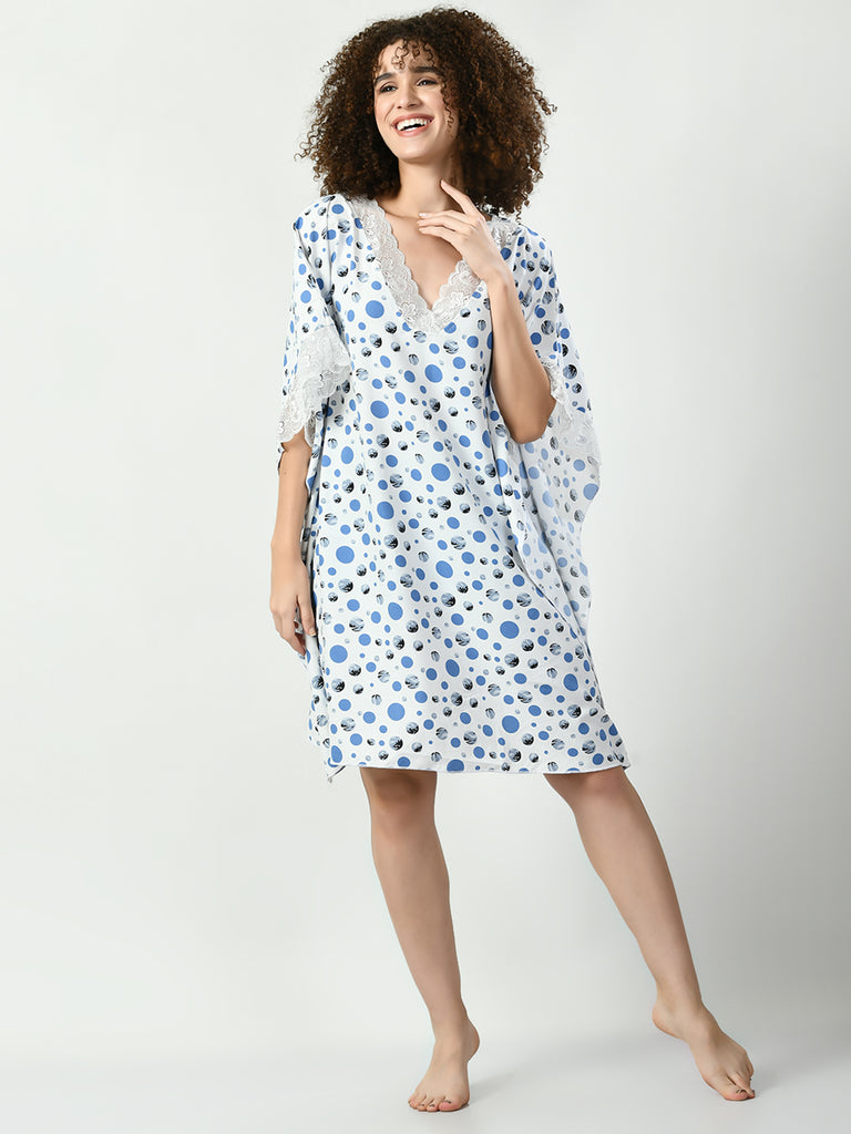 Women's Viscose Rayon Blue Nightdress