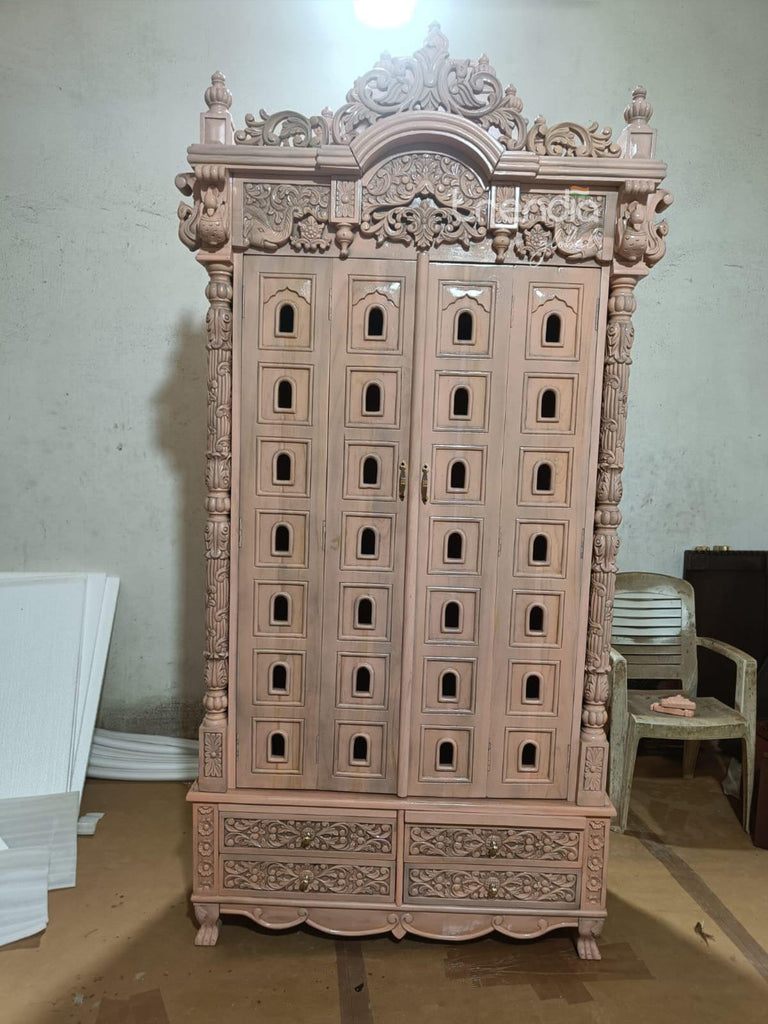 Hand-Carved Solid Teak Wood Temple