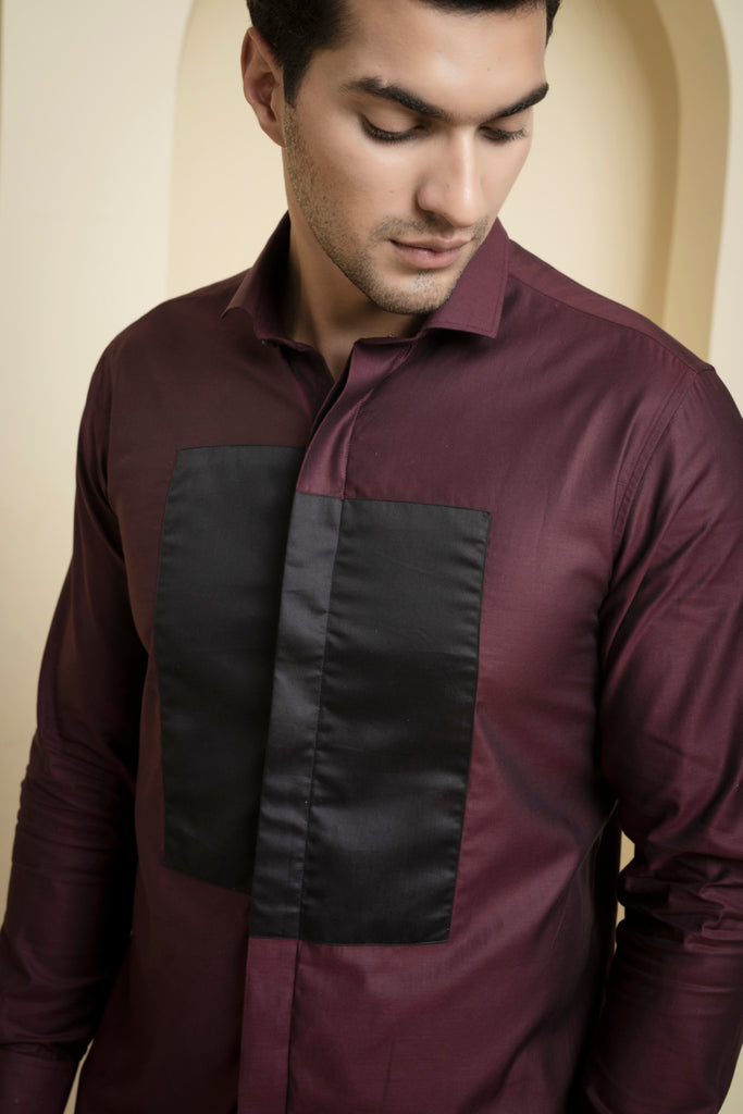Men's Burgundy Color Maroono Full Sleeves Shirt