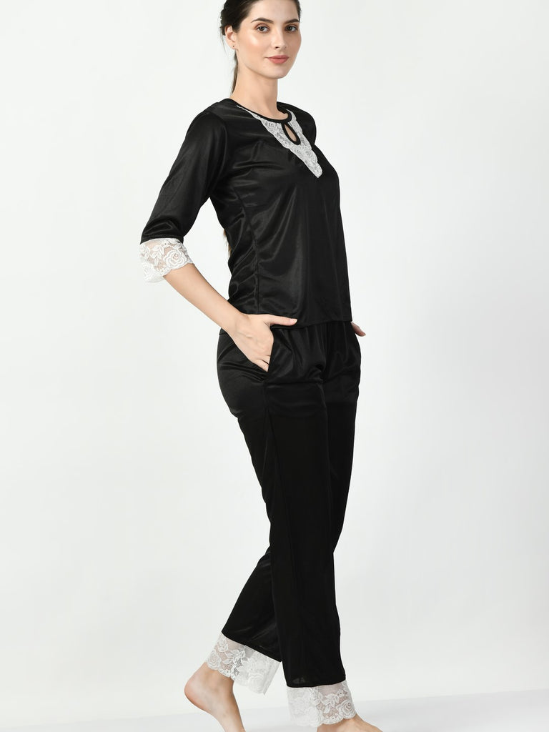 Women's Satin Black Nightdress