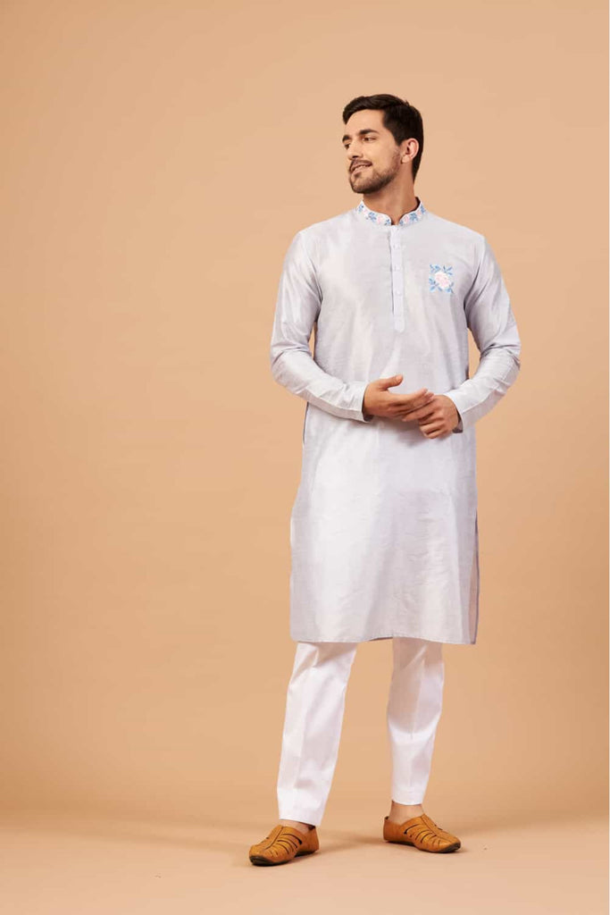 Men's Blue Color Manatee Basik Kurta Cotton