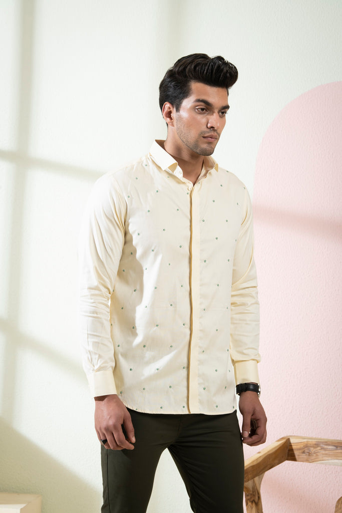 Men's Beige Color Oat Full Sleeves Shirt