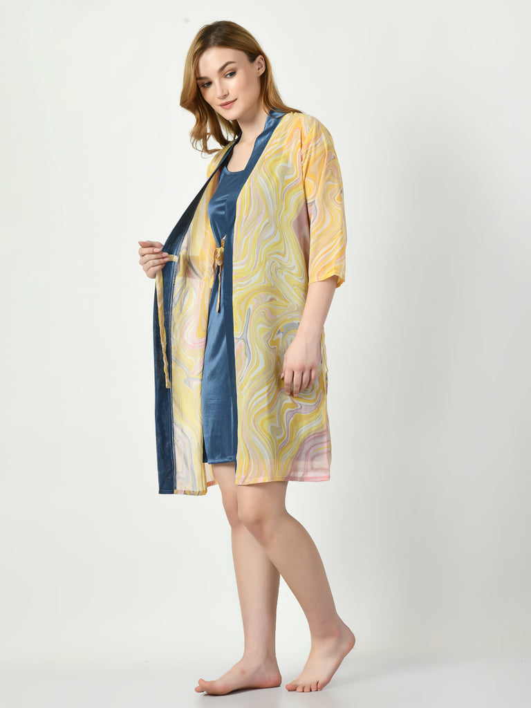 Women's Satin Blue Nightdress