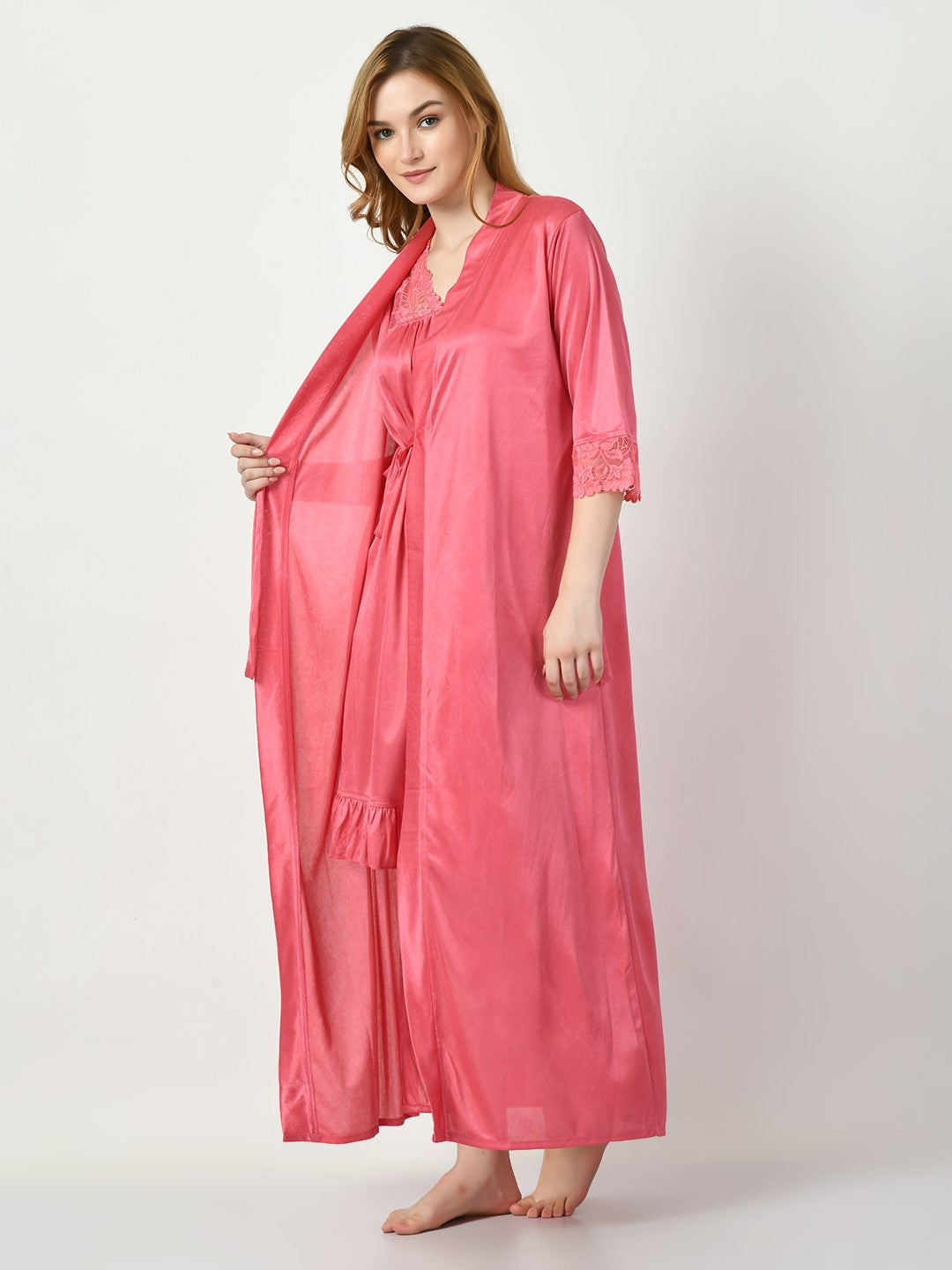 Women's Satin Pink Nightdress - Legit Affair