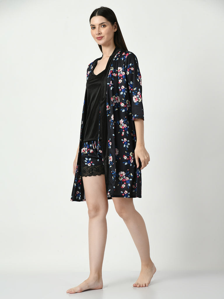 Women's Satin Black Nightdress