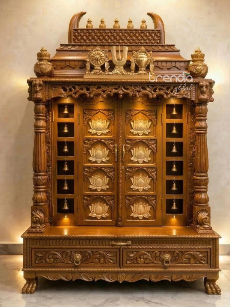 Grand Double Door Solid Teak Wood Temple