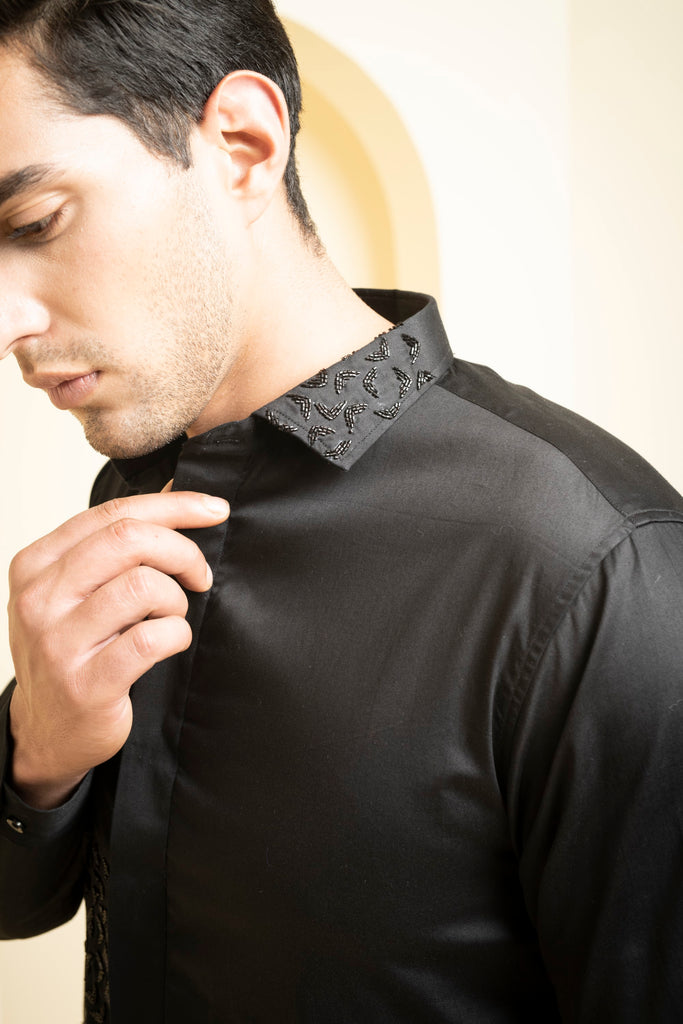 Men's Black Color Awel Full Sleeves Shirt