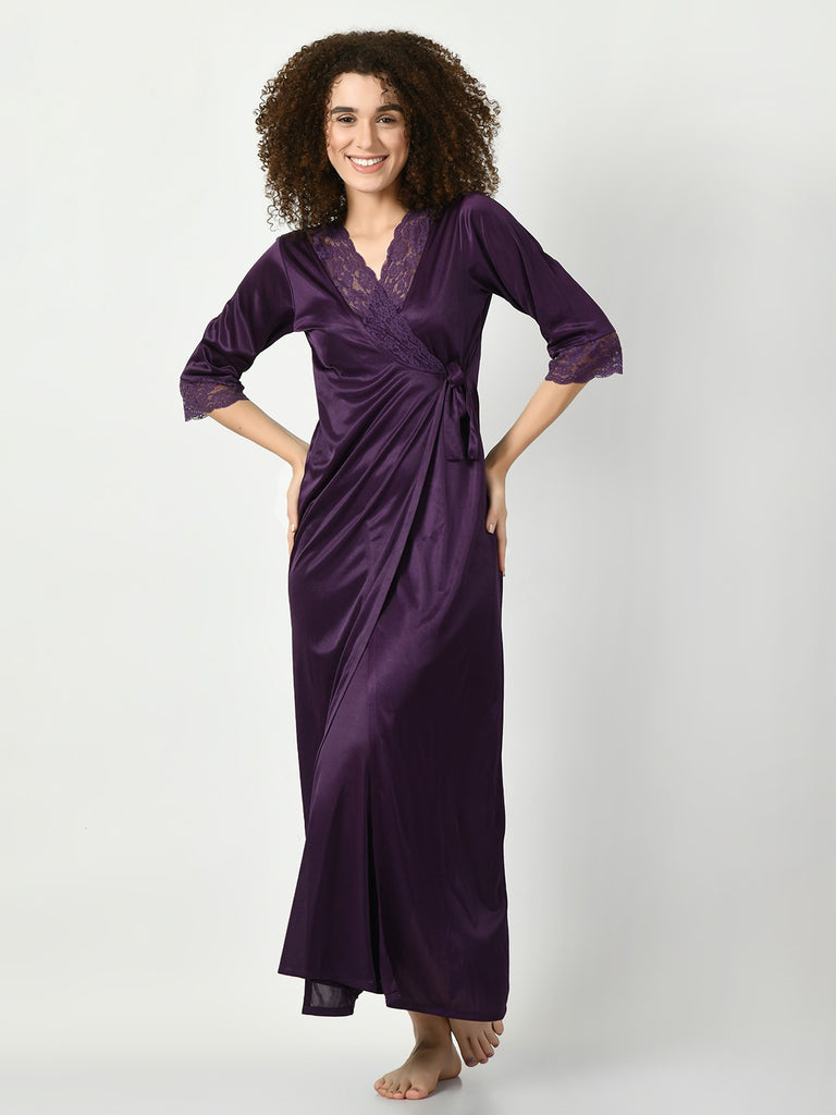 Women's Satin Purple Nightdress