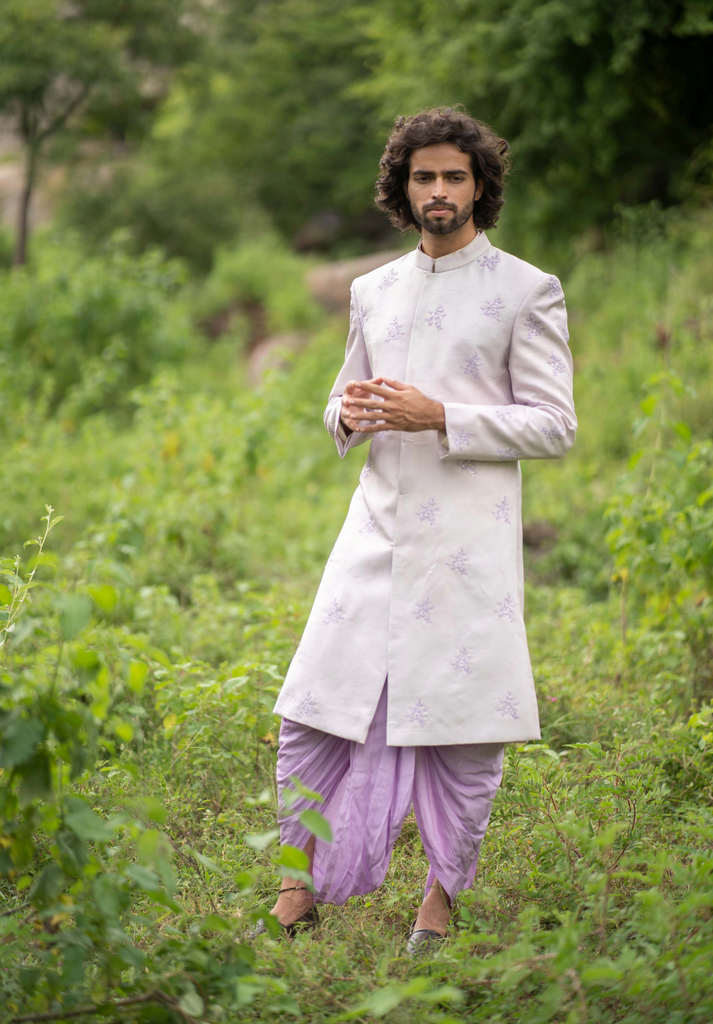 Men's Lilac Embroidered Sherwani