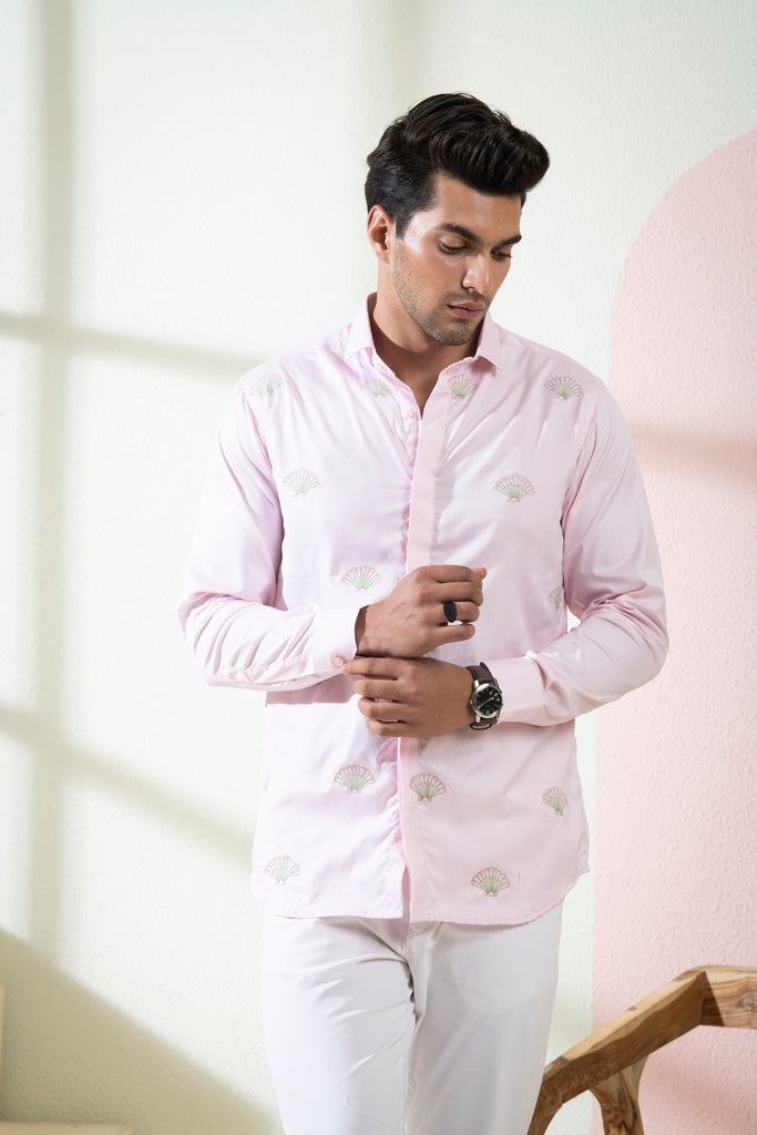 Men's Light Pink Color Shello Full Sleeves Shirt