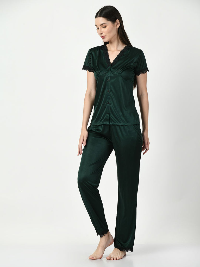 Women's Satin Green Nightdress