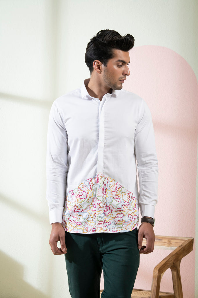 Men's White Color Cloud Full Sleeves Shirt