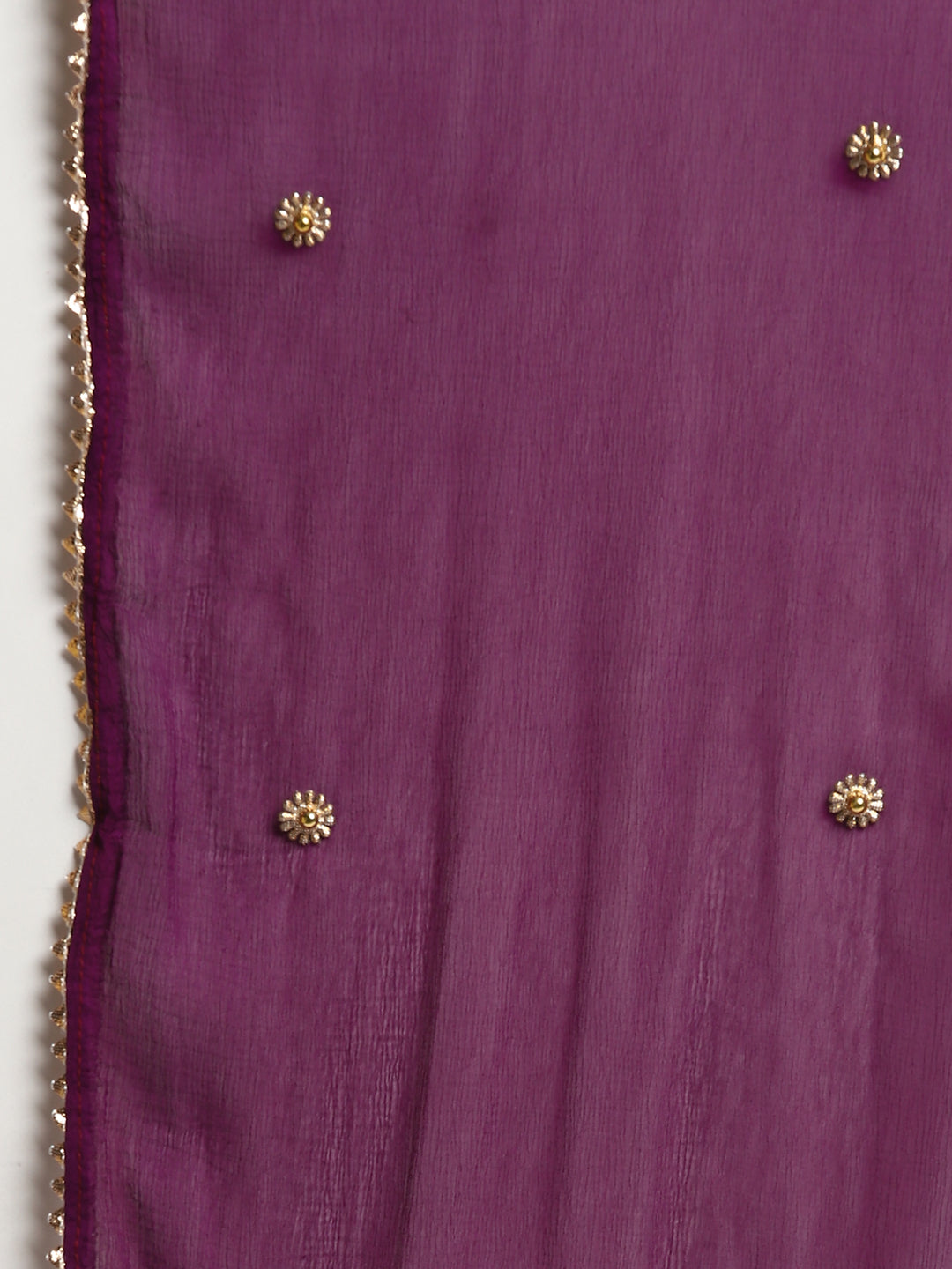 Women's Brinjal Color Polyster blend Self Design Kurta Pant With Dupatta