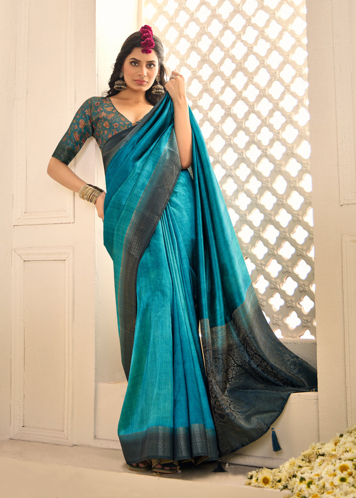 Women's Tissue silk Banarasi Style Party wear saree SRD