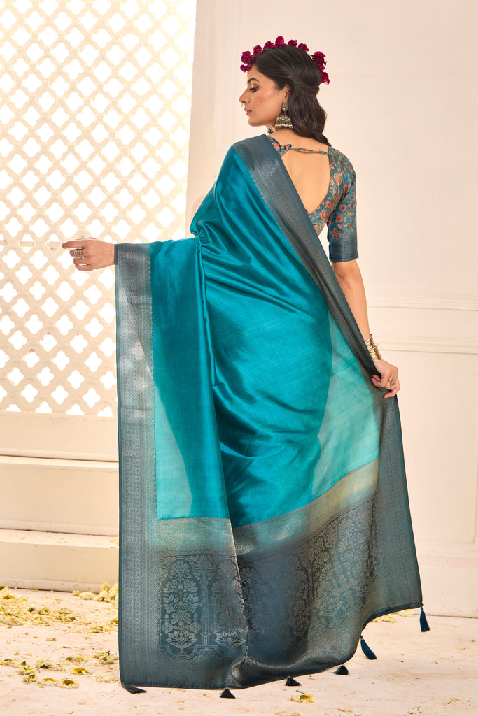 Women's Tissue silk Banarasi Style Party wear saree SRD