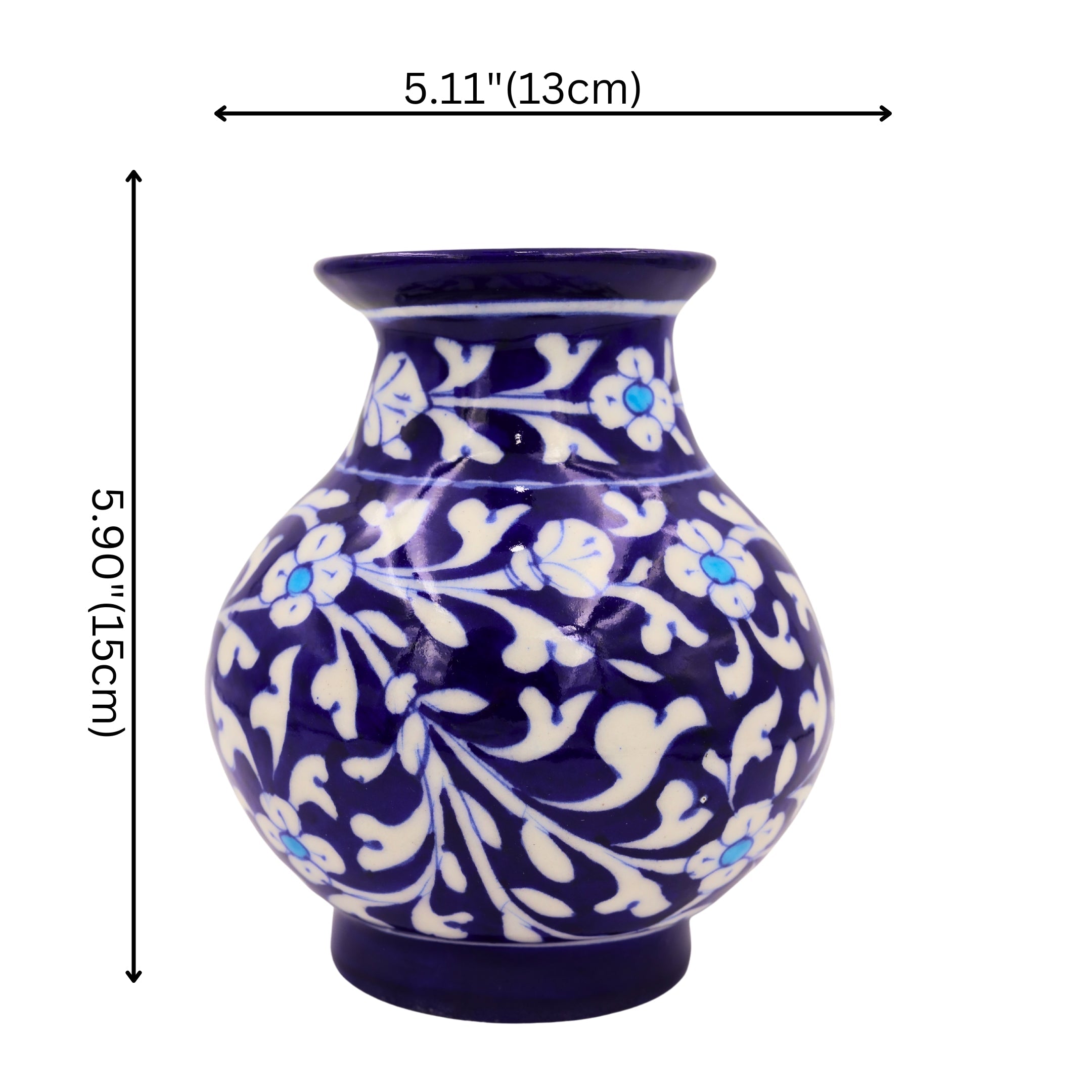 Blue Pottery Flower Vase - Cobalt Blue - Natriel