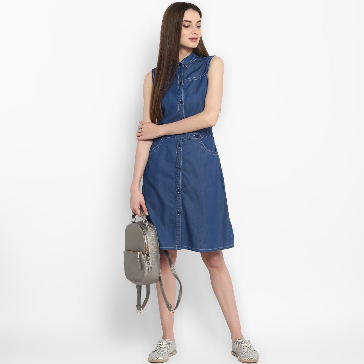Women's Denim Dress with front Button details