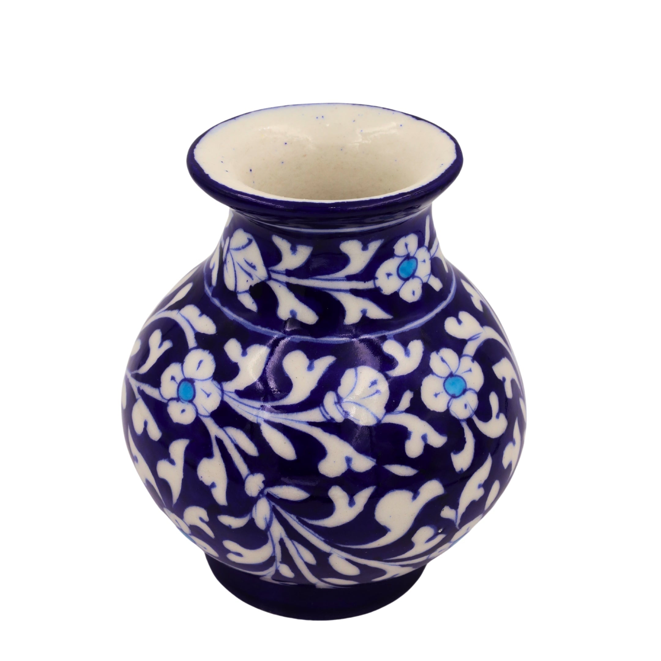 Blue Pottery Flower Vase - Cobalt Blue - Natriel