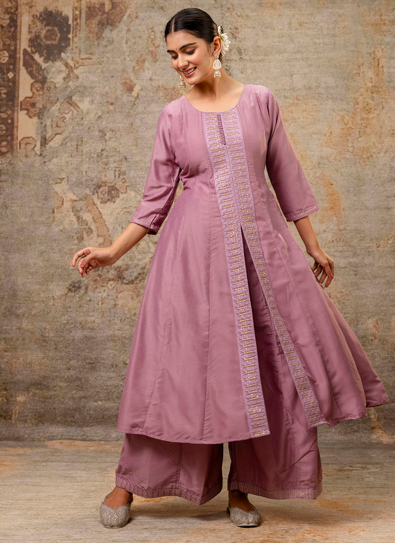 Women's Silk Blend Dusty Pink Casual Wear Embroidery Work Readymade An Trendia Women's Silk Blend Dusty Pink Casual Wear Embroidery Work Readymade An Trendia