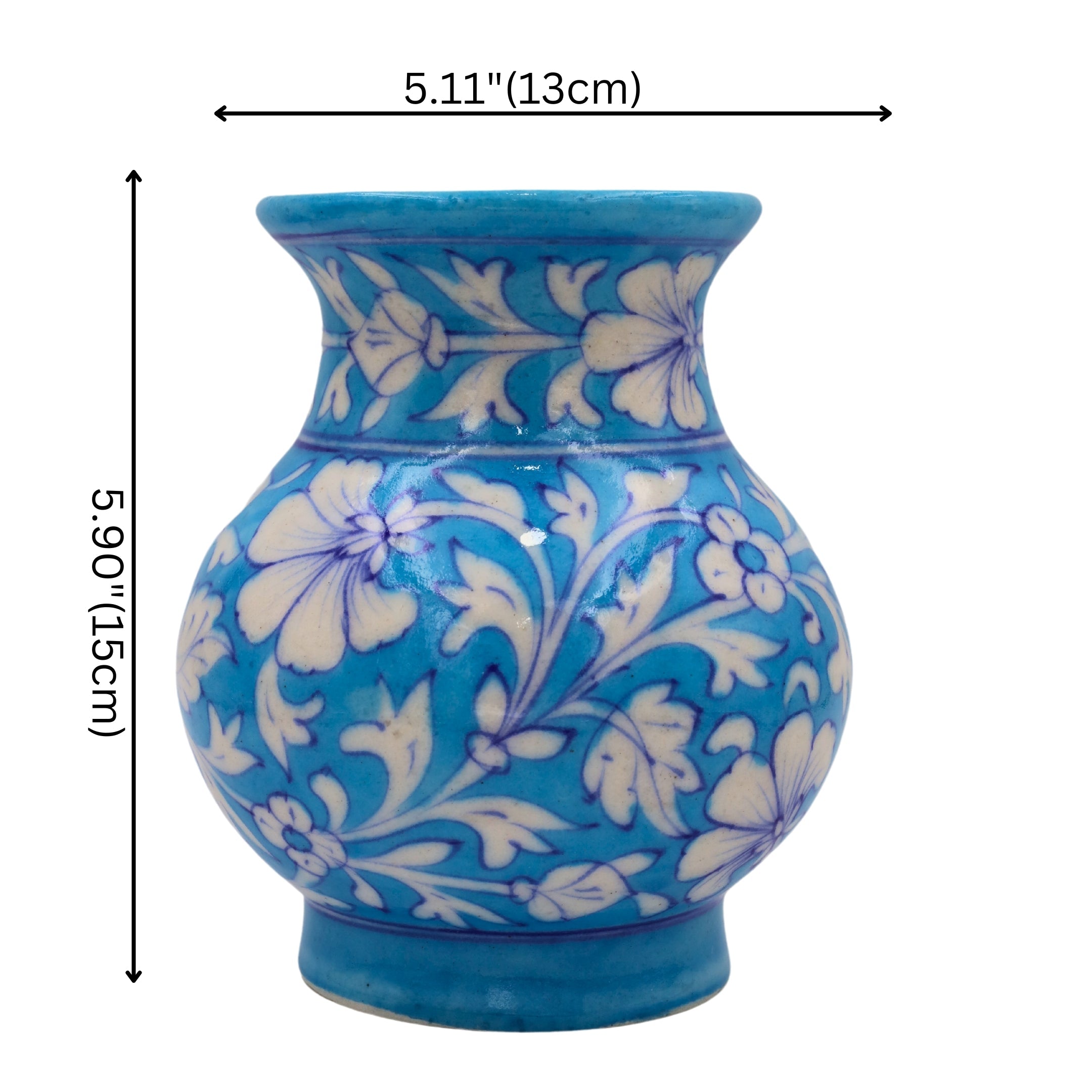 Blue Pottery Flower Vase - Sky Blue - Natriel