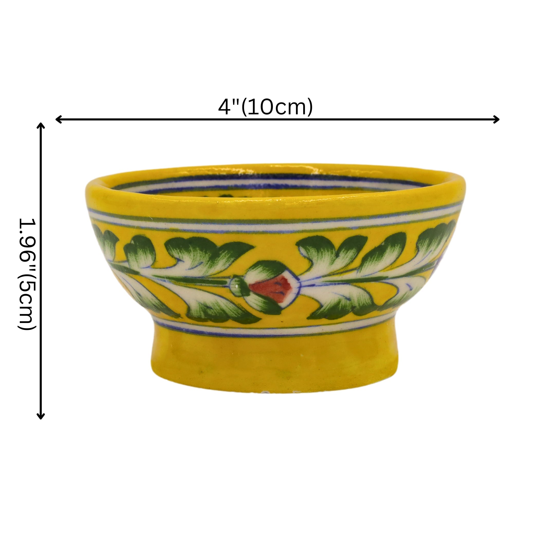 Blue Pottery Round Bowl - Yellow - Natriel